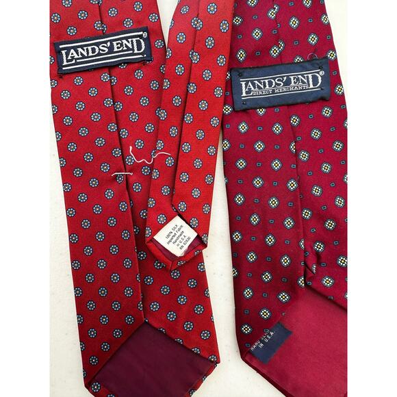 Vintage Pair of Red Lands End Silk Neckties - Picture 3 of 4